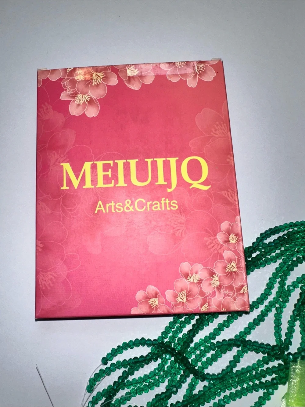 Green Bead Necklace DIY Kit with Cord and Accent Beads